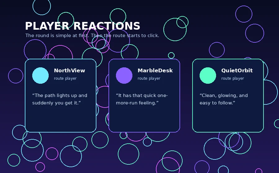Dream Circle player reaction cards with neon circle background